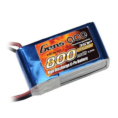 Gens ace Akku LiPo 3S 11.1V-800-40C(JST) 60x30x20mm 70g