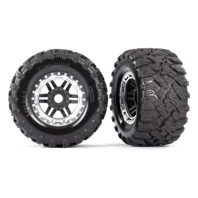 Reifen auf Felge montiert Felge schwarz/satin chrom Maxx AT-