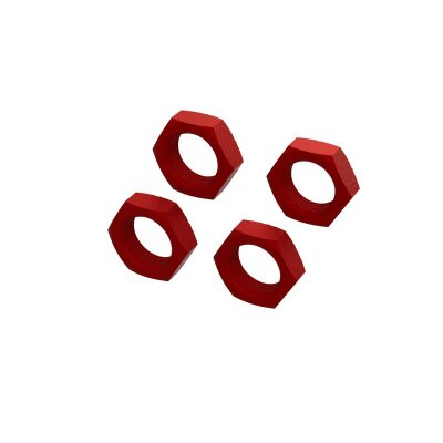 Aluminum Wheel Nut 24mm Red (4)