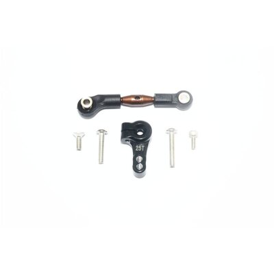 SPRING STEEL TIE ROD+25T ALUMINUM SERVO HORN -6PC SET black