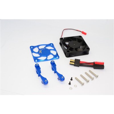 ALUMINIUM MOTOR HEATSINK WITH COOLING FAN - 1 SET blue