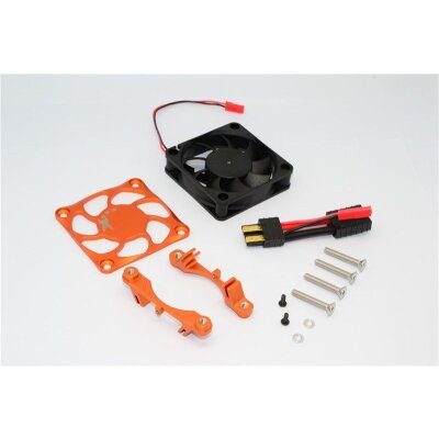 ALUMINIUM MOTOR HEATSINK WITH COOLING FAN - 1 SET orange