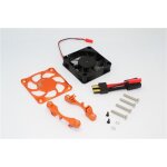 ALUMINIUM MOTOR HEATSINK WITH COOLING FAN - 1 SET orange