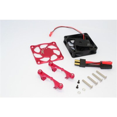 ALUMINIUM MOTOR HEATSINK WITH COOLING FAN - 1 SET red