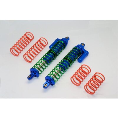 ALUMINIUM FRONT/REAR ADJUSTABLE SPRING  SHOCKS - 1PR green