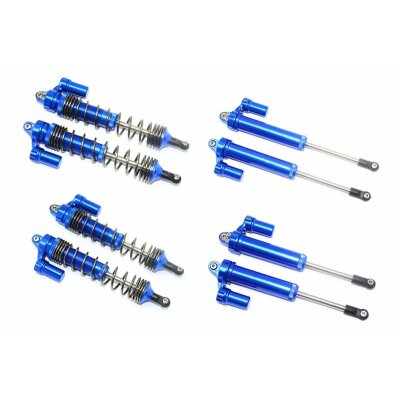 ALUMINUM FRONT+REAR L-SHAPE PIGGY BACK DAMPER -8PC SET blue