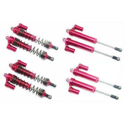 ALUMINUM FRONT+REAR L-SHAPE PIGGY BACK DAMPER -8PC SET red