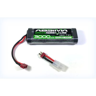 Greenhorn NiMH Stick Pack 7.2V 3000 (T-Plug + Tamiya Adapter)