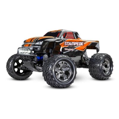 TRAXXAS Stampede orange 1/10 2WD Monster-Truck RTR Brushed, mit Akku und 4 Ampere USB-C-Lader