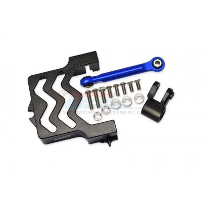 Alu Servobefestigung mit Servohorn und Lenkstange schwarz