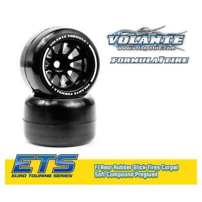Volante F1 Rear Rubber Slick Tires Hyper Super Soft Compound Preglued (Asphalt)