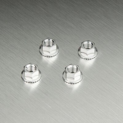 Radmutter mit Flansch Alu silber (4 Stück)
