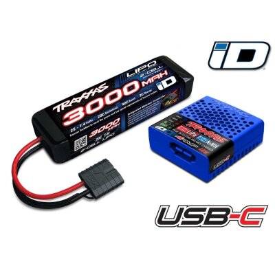 Completer-Kit USBC-Multi-Chemie Lader + 2s 3000mAh 7,4V Lipo