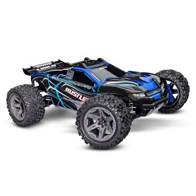 TRAXXAS Rustler 4x4 BL-2S blau 1/10 Stadium-Truck RTR BL-2S Brushless, HD-Teile, ohne Akku/Lader