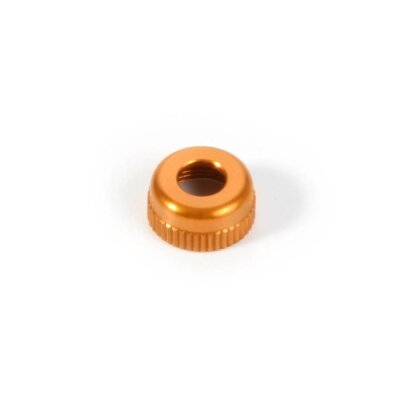 Verschlussmutter für Dämpfer mit Bohrung, Aluminium Orange