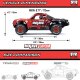 MOJAVE GROM MEGA 380 Brushed 4X4 Small Scale Desert Truck RTR with Battery & Charger Red/Black