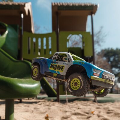 MOJAVE GROM MEGA 380 Brushed 4X4 Small Scale Desert Truck RTR with Battery & Charger Blue/White