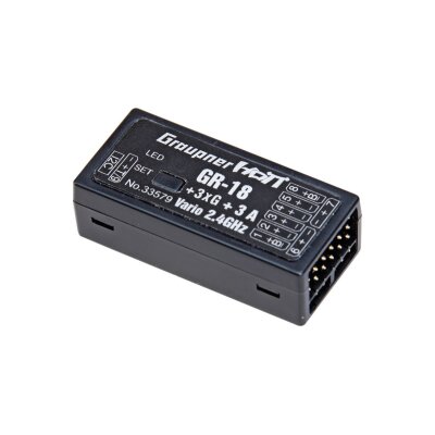 Graupner GR-18 + 3xG + 3A + Vario HoTT- 2.4 GHz Empfänger 9 Kanäle 3-Achs Gyro + 3-Achs Beschleunigungssensoren + Vari