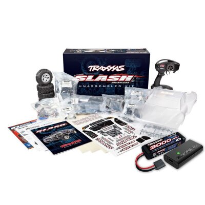 TRAXXAS Slash Kit 1/10 2WD Short-Course Racing-Truck nP825 Bausatz mit BL-2S und Extreme-HD mit 2827X Akku + 2920 Lader