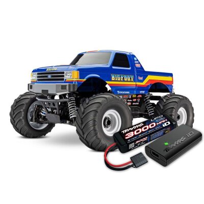 TRAXXAS Bigfoot 4x4 BL-2S blau 1/10 Monster-Truck RTR nP825 BL-2S Brushless, HD-Teile mit 2827X Akku + 2920 Lader