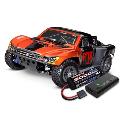 TRAXXAS Slash 4x4 BL-2S FOX 1/10 Short-Course RTR nP825 BL-2S Brushless, HD-Teile mit 2827X Akku + 2920 Lader
