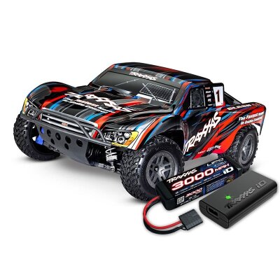 TRAXXAS Slash 4x4 BL-2S rot 1/10 Short-Course RTR nP825 BL-2S Brushless, HD-Teile mit 2827X Akku + 2920 Lader