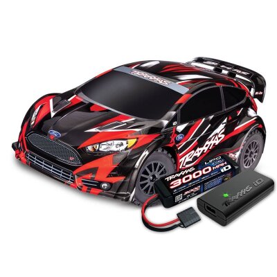 TRAXXAS Ford Fiesta ST 4x4 BL-2S rot 1/10 Rally RTR nP825 BL-2S Brushless, HD-Teile mit 2827X Akku + 2920 Lader