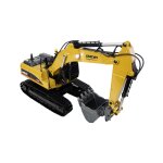 G705E Bagger Metall 1:14 RTR gelb, inkl. vier Anbaugeräte