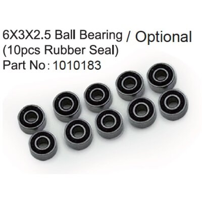 6X3X2.5 Ball Bearing ( 10pcs Rubber Seal )