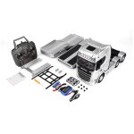 Scania 770 S Zugmaschine + Tieflader-Sattelauflieger 6x4 1:18 RTR silber