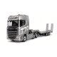 Scania 770 S Zugmaschine + Tieflader-Sattelauflieger 6x4 1:18 RTR silber