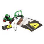 Traktor aus Metall mit Rückeanhänger + Ladekran 1:64 RTR grün