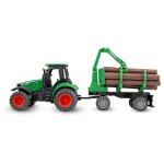 Traktor aus Metall mit Rückeanhänger + Ladekran 1:64 RTR grün