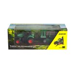 Traktor aus Metall mit Rückeanhänger + Ladekran 1:64 RTR grün