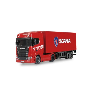 Mini-Scania 730 S mit Kofferauflieger proportional 4WD 1:64 RTR rot
