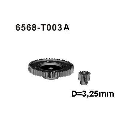 6568-T003A Hauptzahnrad+Motorritzel Stahl