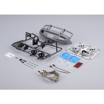 Rammschutz mit LED Scheinwerfer Alu silber für Traxxas TRX-4