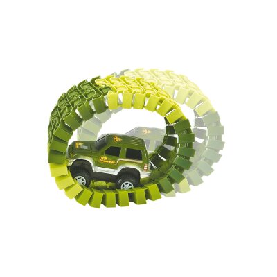 Amewi Magic Traxx Dino-Park Set – 109-teilig Mit Tunnel, Dinos & LED-Auto, Karton