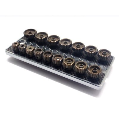 SET OF 16 ALU PINIONS 48DP WITH CADDY 15T ~ 30T