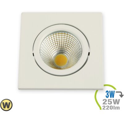 LED Einbauleuchte 3W Eckig verstellbar Warmweiß