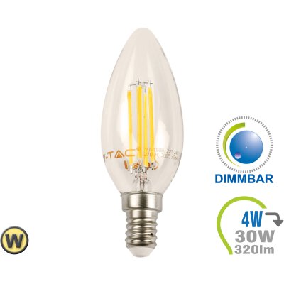 E14 LED Kerze 4W Filament Warmweiß Dimmbar