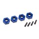 Radmitnehmer 12mm Hex, 6061-T6 Alu blau (4) + Schraub-Pin (4