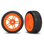Reifen auf Felgen verklebt Split-Spoke Felge orange vorn (2)