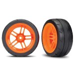 Reifen auf Felgen verklebt Split-Spoke Felge orange hinten B