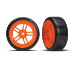 Reifen auf Felgen verklebt Split-Spoke Felge orange vorn